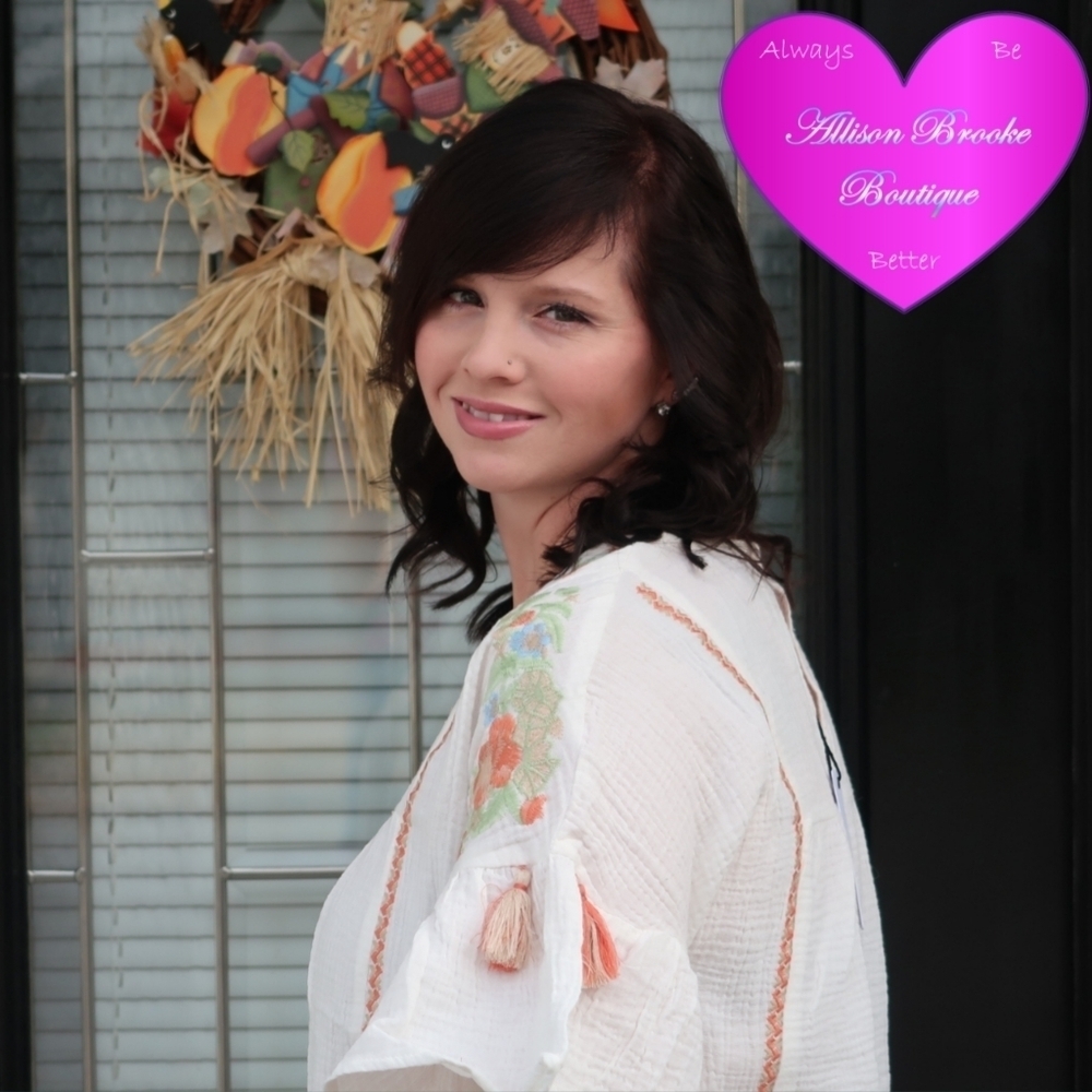 Boho Embroidered Shift Dress White Cotton Flowy Festival NWT - Picture 7 of 10